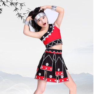云南佤族女装甩发舞蹈服阿佤阿娃民族舞台服佤族傣族壮族演出服装