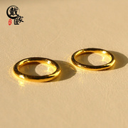 手工黄金戒指足金素圈指环，定制男女情侣，对戒简约订婚指环礼物
