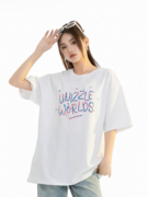 unizzle丨水彩发泡圆领短袖，小清新休闲宽松国潮牌，春夏情侣纯棉t恤
