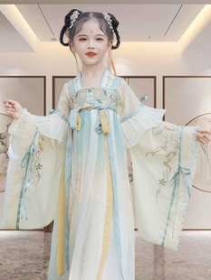 女童古装六7八9十11岁汉服连衣裙公主，超仙女孩穿的唐装表演出服15