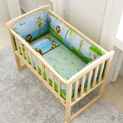 新生婴儿实木床床围栏小孩子，可爱床头带蚊帐，防摔宝宝床席子蚊帐车