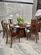 新中式实木餐桌椅组合家用大小户型现代简约会所，别墅高档圆形餐桌