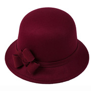 秋冬季女帽圆顶礼帽毛呢，女士盆帽时装帽子圆帽，冬季女帽时装帽子