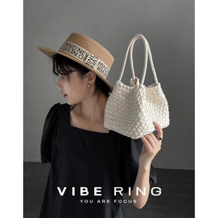 Vibe Ring手工编织包2023夏小水桶包大容量手提菜篮子包小包