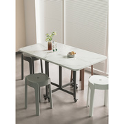 折叠桌餐桌家用小户型饭桌多功能，长方桌租房可移动吃饭桌子仿岩板