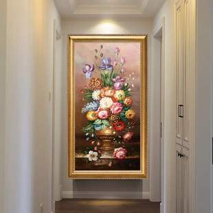 欧式客厅牡丹花开富贵3d十字绣，2018玄关现代线绣竖版精准印花