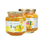 韩国进口全南蜂蜜柚子茶1kg+蜂蜜柠檬茶1kg组合装 冲饮水果茶饮品