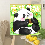 国宝熊猫diy数字油画手绘手工，儿童油彩画丙烯，填充减压家居装饰画