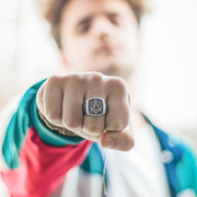 日韩版星际共济会钛钢戒指男个性霸气单身尾戒食指指环可刻字