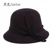 秋冬季女帽圆顶礼帽，毛呢女士盆帽时装帽子圆帽，冬季女帽时装帽子