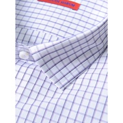 纯棉短袖衬衣男 紫色格子 贝壳扣 普洛克24夏 薄商务半袖衬衫