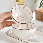 陶瓷碗家用2022釉下彩，健康加厚餐具，可微波吃饭碗面汤碗碟套装