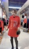 中国风复古烫钻新年装长袖连衣裙，大红色本命年女装2023年秋冬