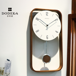 多帝家中式挂钟客厅钟表大气实木，摆钟日式复古摆钟创意装饰挂墙钟