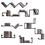 复古水管书架置物架隔板铁艺创意，个性美式乡村工业简易loft书架