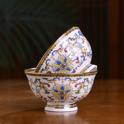 景德镇陶瓷器中式家用骨瓷米饭碗面碗金边仿古高脚餐具中国风单碗