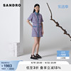SANDROOutlet女装法式紫色牛仔针织拼接收腰短款连衣裙SFPRO02785