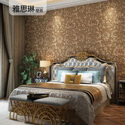 3d立体浮雕大花欧式壁纸，奢华不g织布大马士革壁纸卧室客厅电