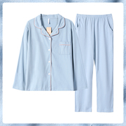2023年睡衣女式春秋款纯棉长袖，浅蓝色可外穿高级感家居服套装