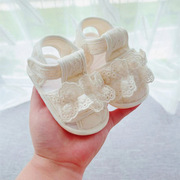 夏季婴幼儿女宝宝纯棉，凉鞋0-1岁软底棉质公主，透气学步防滑不掉鞋