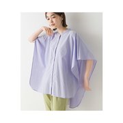 日本直邮OMNES 带领蝙蝠短袖衬衫女士均码休闲衬衫蝙蝠袖上衣纽扣