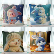 多款兔子十字绣抱枕靠垫棉线满绣中格大格汽车沙发靠枕可爱非成品