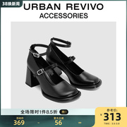 urbanrevivo女士时髦百搭高跟玛丽珍单鞋uaws30017