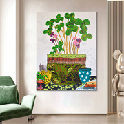 马蒂斯手绘装饰画抽象绿植花卉油画玄关挂画客厅大尺寸小清新壁画