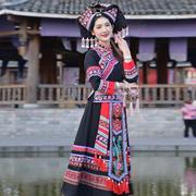 广西壮族服装女三月三民族，演出服饰少数民族服装，壮锦刺绣长裙成人