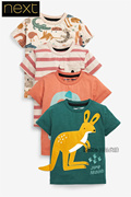 Next英国男童绿色橙色考拉袋鼠短袖T恤四件装纯棉A32-968