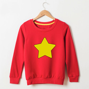 童装可爱简约红色绒衫幼儿园，表演服卡通五角星，亲子外套加绒厚卫衣
