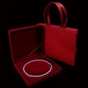 项链礼盒包装高档酒红色，绒布珍珠链，首饰盒子专用礼物翻盖盒送妈妈