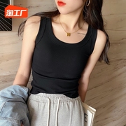小吊带背心女士夏季外穿内搭打底衫，白色法师别致工字螺纹欧美上衣