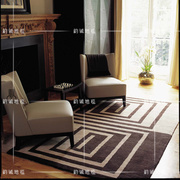 时尚简约方块美式地毯客厅，茶几沙发地毯卧室，床边手工腈纶地毯定制