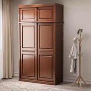 中式实木衣柜两门推拉衣柜1.2米移门，3门卧室原木带镜子家用小衣橱