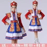 2022蒙古族演出服装，内蒙古舞蹈服饰，少数民族蒙古袍表演服裙女