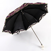 高档绣花太阳伞防晒防紫外线蕾丝刺绣二折遮阳晴雨两用女公主洋伞