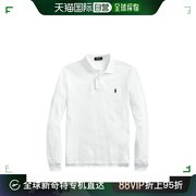 欧洲直邮RALPHLAUREN/拉夫劳伦男士白色棉质珠地布刺绣长袖polo衫