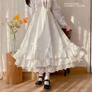 日系软妹裙衬裙长款长裙白色，仙女裙半身裙女秋冬设计感小众裙子