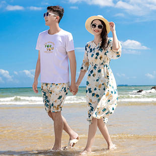 海边度假沙滩情侣装，夏装2023三亚云南旅游衣服，显瘦连衣裙大码