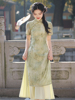 新中式奥黛旗袍改良2024年轻少女绿色连衣裙中国风禅意茶服