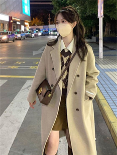 长款呢子大衣女秋冬季毛呢，外套小个子韩系高级感日式赫本风英伦风