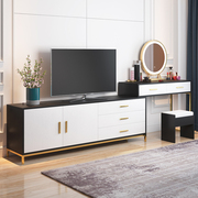 简约现代卧室梳妆台电视柜一体组合柜轻奢小户型多功能化妆桌带灯