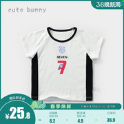 cutebunny2023夏装足球世界杯婴幼儿短袖t恤潮童男女宝宝上衣