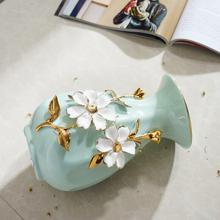 现代简约客厅创意时尚摆件，家居装饰品陶瓷干花花器小清新花瓶