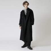 YOJI OOAK原创设计战力外通告蝙蝠袖羊毛大衣背后刺绣暗黑系外套