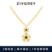 zivgrey复古黑玛瑙太阳花，项链小众设计高级感时尚，轻奢毛衣锁骨链