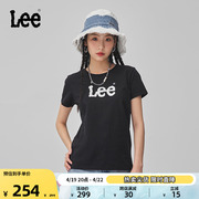 Lee商场同款24春夏修身版型圆领Logo印花女短袖T恤休闲显瘦