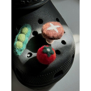 bidi原创蔬菜水果羊毛毡鞋扣卡洛，驰diy装饰crocs洞洞，鞋配件鞋花