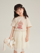女童春夏款短袖t恤儿童卡通，宽松卫衣宝宝可爱小熊，印花打底衫上衣